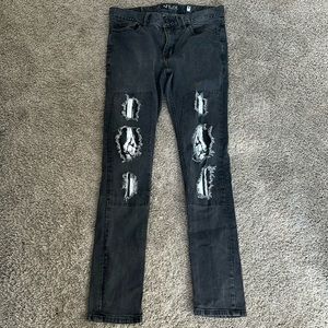 Distressed skeleton men’s jeans 30 x 32 hot topic, men’s denim rude brand